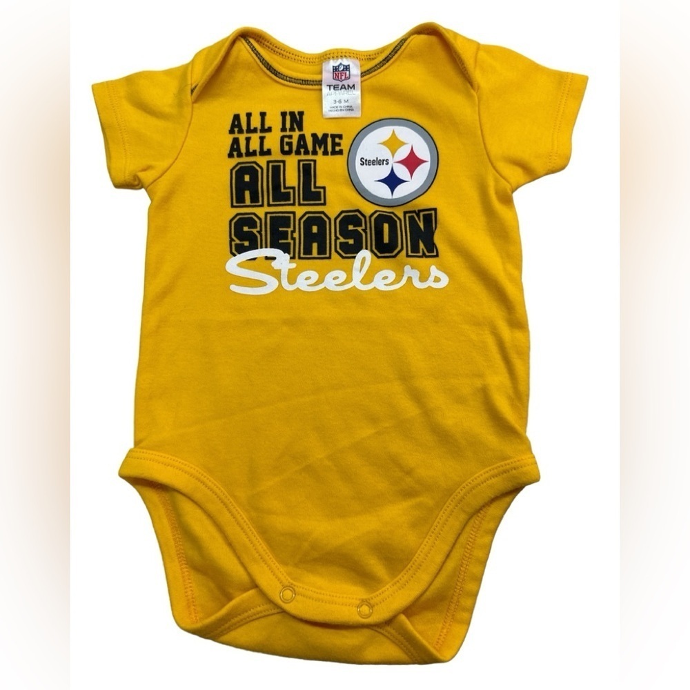NFL Team Apparel Graphic Onsie All In All Game All Season Steelers 3-6 months